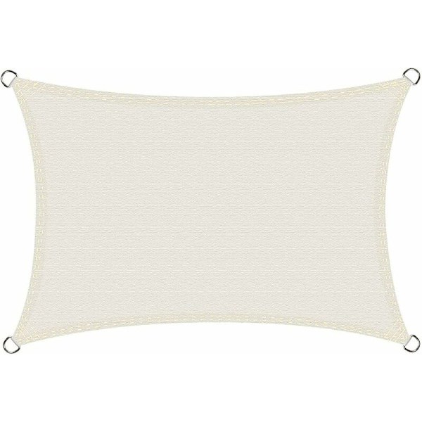 Rektangulär Vattentät Solsegel, Vattenavvisande PES Solskyddstyg, Resistent 98% UV-strålskydd för Utomhus Uteplats Terrass, off white 2x3