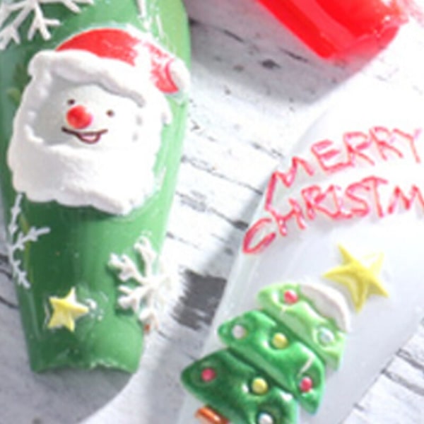 Julklappsstickers för naglar, 5D stereoskopiska präglade julnaglar