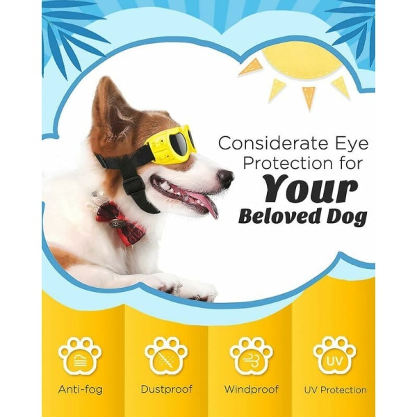 Beskyttende briller med justerbar rem til små hunde (gul)