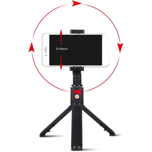 Bluetooth Selfie Stick med stativfjärrutlösare för Monopod för , Svart