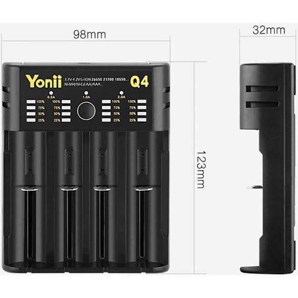 18650 Laddare 4-slots USB 21700 Aaaaa 26650 Litiumbatteri Smart Oberoende de la Nimh