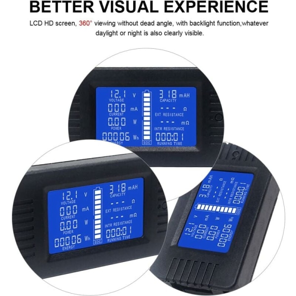 DC Batterimätare Voltmeter Ammeter Energi Energimätare LCD Digital Multimeter Spänning Ström Kapacitans Ohm Timme SOC LCD Mätare DC 0-200V 100A Shunt