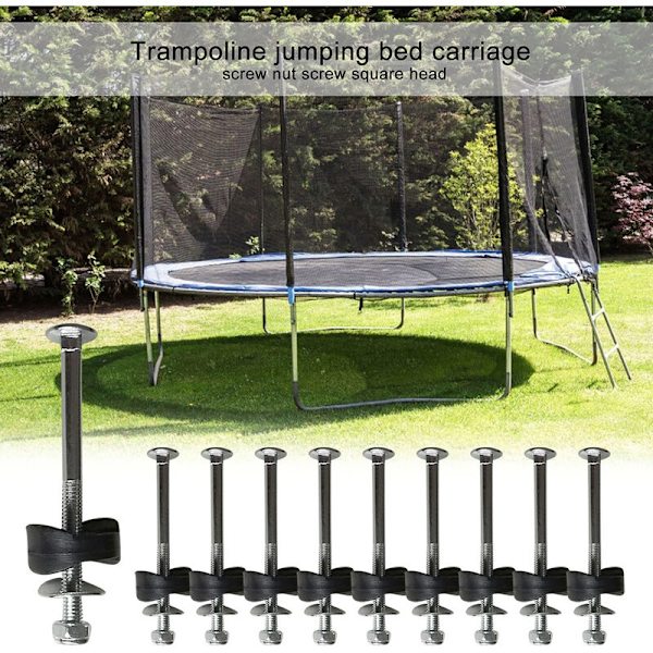 10 Set Trampolinbultar, Trampolin Fästskruvar, Galvaniserat Stål Trampolin Fästskruvar, Trampolintillbehör för Stor Trampolin och