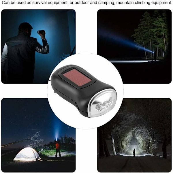 Handvevad Solcellslampa, Uppladdningsbar Solcellslampa med Veva, LED Nödlampa för Camping utomhus