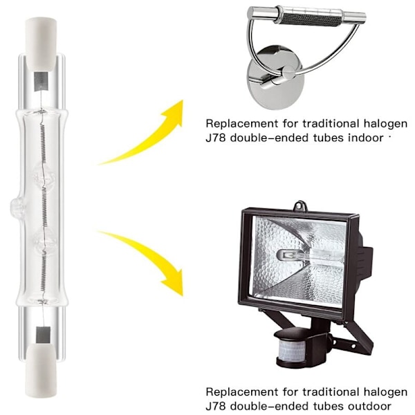 5-pak R7S 118mm 300W 230V, R7S Halogen Lineær Pære, Dimbar Halogenlampe for Byggearbeid Landskapsbelysning