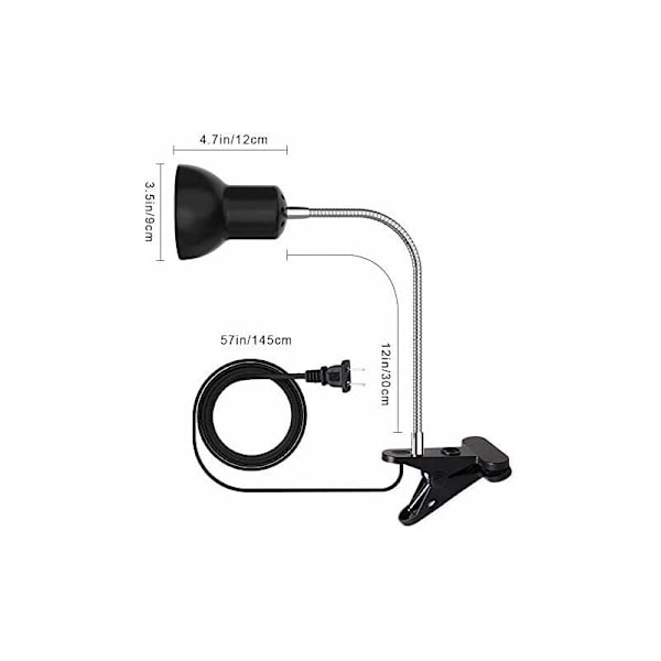 1Turtle Varmelampe, 2 UVA UVB Pærer 75W Reptil Varmelampe med Stativ Terrarium Lampe med 360° Drejelig Klemme Skildpaddebelysning til Reptiler, Amfibier, T