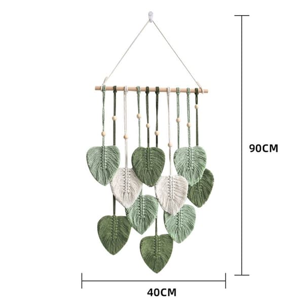 Blad Macrame Vägg Hängande Boho Rum Heminredning Vävda Estetiska Vägg Gobeläng Hem Rum Bröllop Dekoration Grön