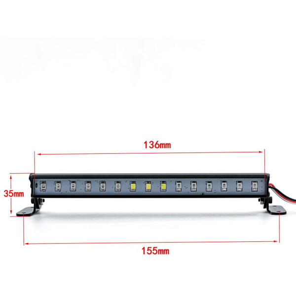 136MM 15 LED-ljusramp färgglada taklampor för Axial SCX10 90046 TRX4 Slash 1/8 1/10 Fjärrkontroll Crawler
