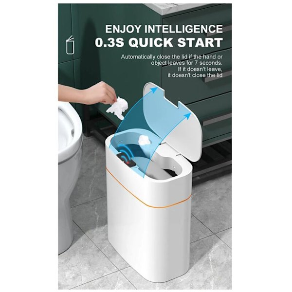 16L Köksförvaringslåda Soptunna Induktion Liten Bil Automatisk Låda Smart Soptunna Smart Soptunna Vit