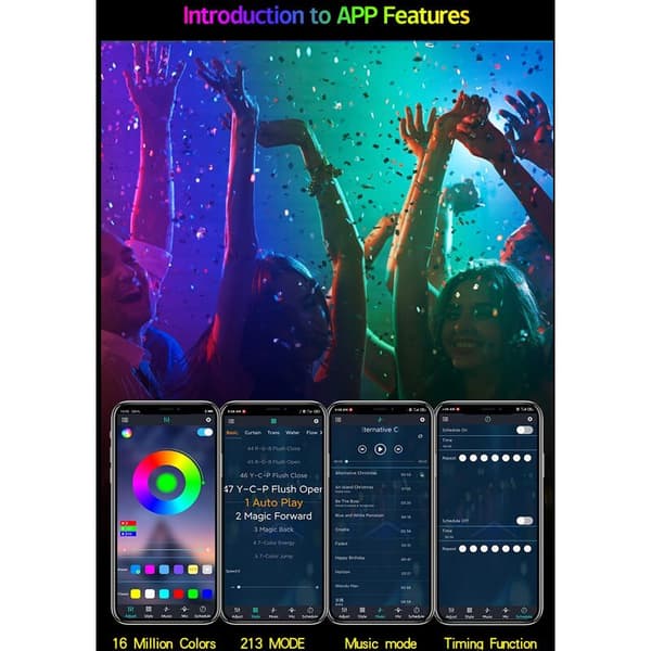 LED-stripe lys USB 5V musikklydkontroll Led Symphony Bluetooth Marquee lys APP med fjernkontroll-10M 140 lys