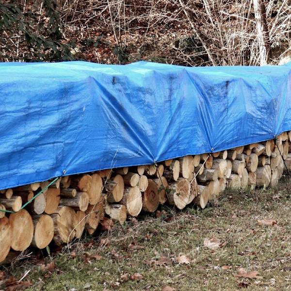 Dobbeltsidet vandtæt polyester presenning i grøn og blå farve 3 x 4 m