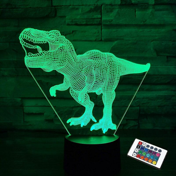 Dinosauriegåvor, 3D T Rex Nattlampa med 16 Färgväxlingar, Sänglampa med Fjärrkontroll för Barn, Födelsedagspresenter för Pojkar och Flickor 3 4 5 6+