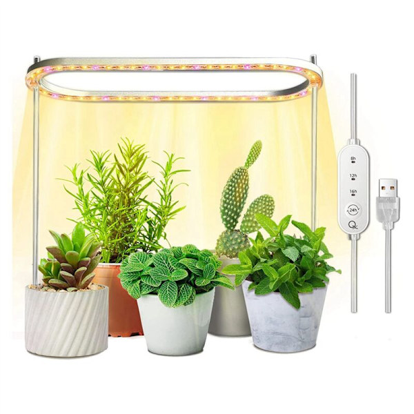 2X Växlampor för inomhusväxter, 50 spektrum LED-växlampor med gula lampor, höjdjusterbar Halo-växlampa