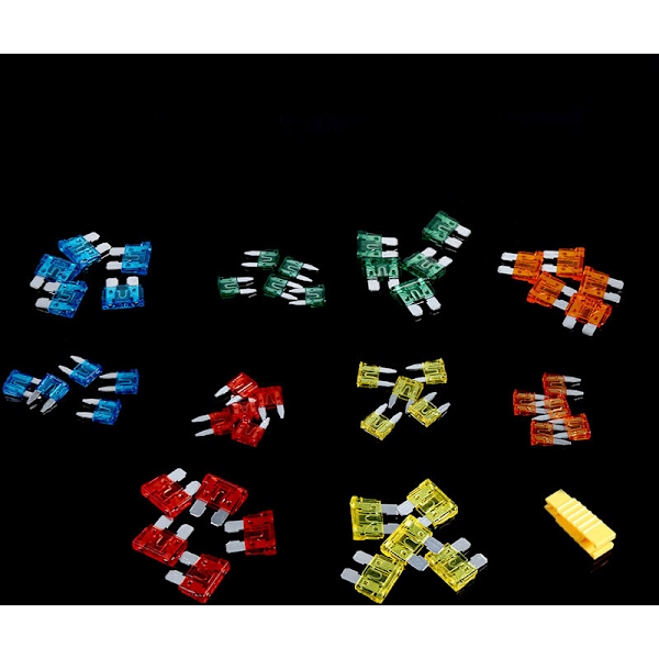 50 stk. 5A 10A 15A 20A 30A Bils Sikringer med Klip Auto Standard Mini Sikring