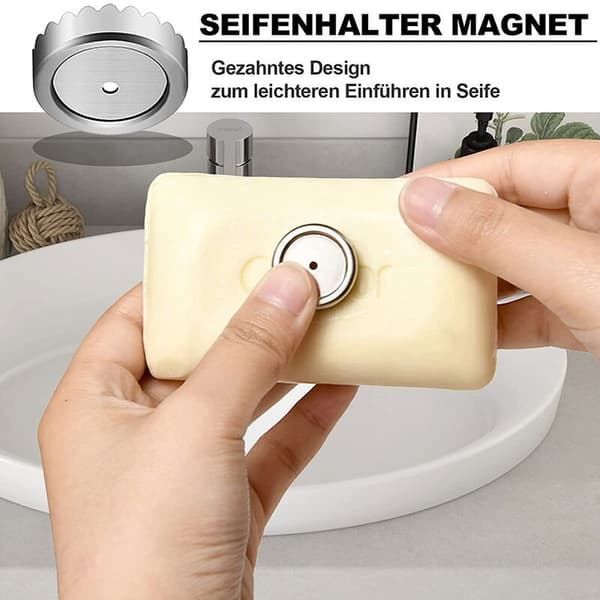 2 set magnetiska hållare för badrum, sugkoppshållare, silver magnetisk hållare
