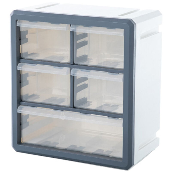 Plastik Opbevaringsboks Kosmetisk Organizer Desktop Multi-Layer Skuffe Værktøjer Perle Ringe Makeup Organizer-Hvid Fem Gitter
