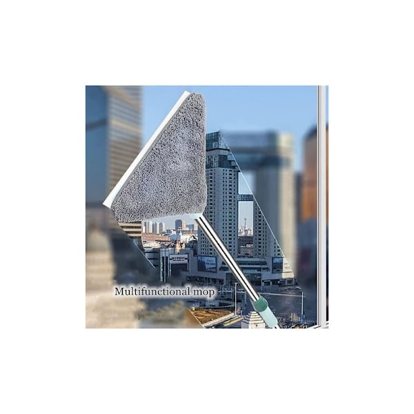 360° Justerbar Rotations Triangel, Teleskopisk Rengöringsmopp med Automatisk Vattenskrapa Funktion 2 Mikrofiber Rengöringsdukar Utökningsbar Mopp (Blå