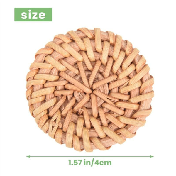 Boho Rattan Dørhåndtak Håndvevd Flettet Rundt Tre Skuffeknapper og Skruer for Boho Møbelknapper 12 Stykker
