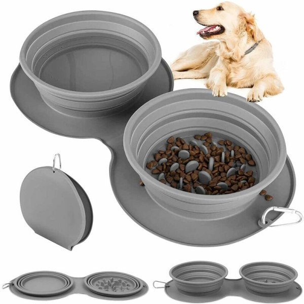 Hopfällbar hundskål i silikon, hopfällbar hundskål, hopfällbar reseskål för hund, hundreseskål, hopfällbar kattskål, reseskål för vandring, camping