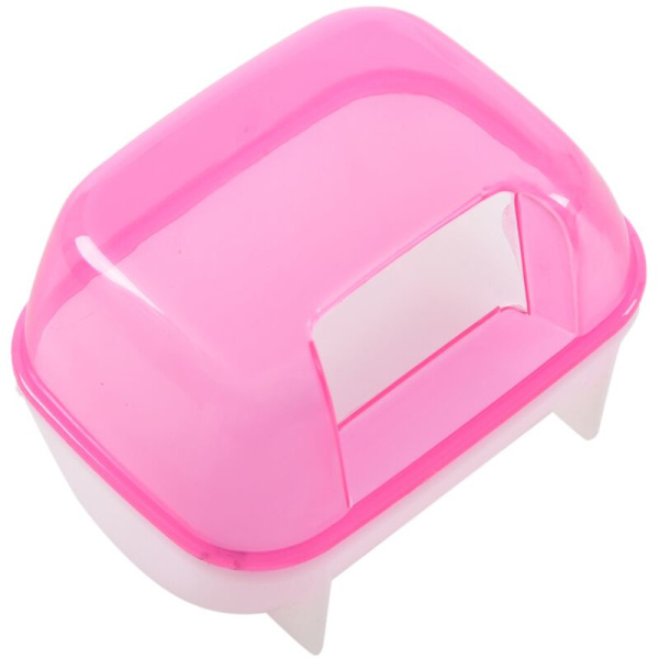 Rosa vit liten hamster badsand husdjursbur badrum 10 x 7 x 7cm