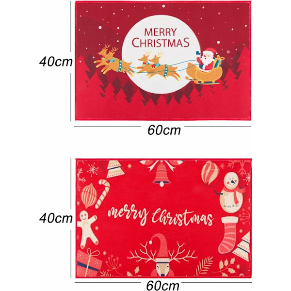 2 st Dörrmatta Jul Dörrmatta Röd Golvmatta Design God Jul Tomtens Släde Dekoration Inomhus Utomhus Hem Sovrum för Badrum Köks Li