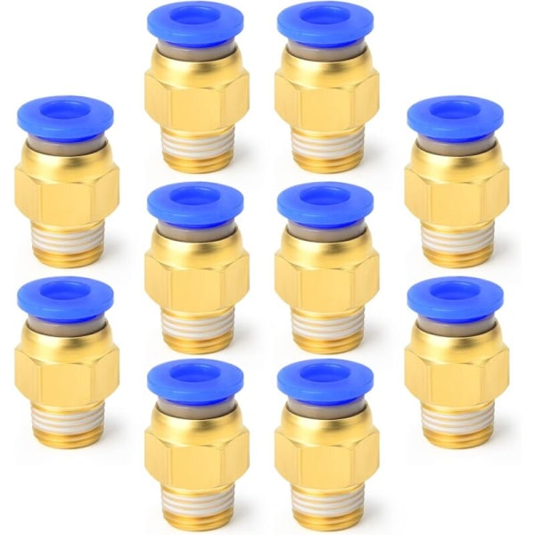 10 stk 4 mm rør OD x 1/8 BSP han Straight Push To Connect Fittings (PC4-01)