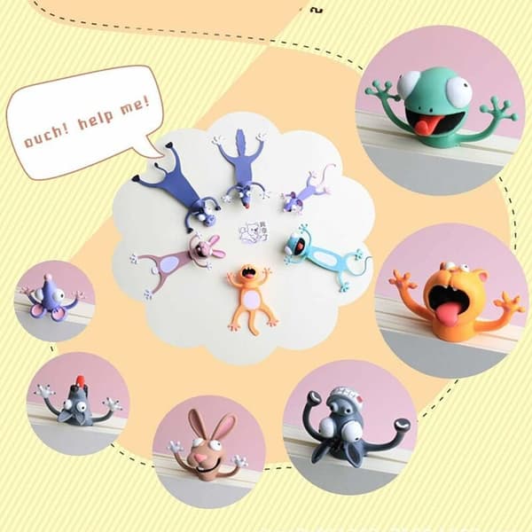 3D Stereo Cartoon Animal Bokmärke för Studenter, Perfekt Present (Varg) -