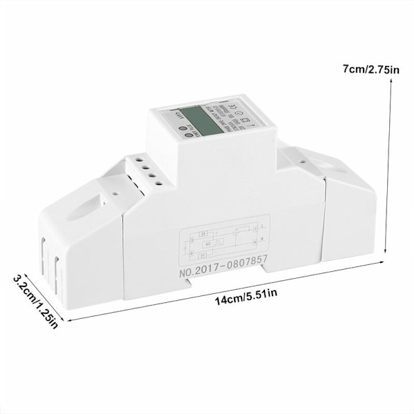 Enfas digital energimätare LCD-display 7+1 siffror skärm, Din-skena elektronisk KWh-mätare, 10 (40) A (220V 10 (40) A)