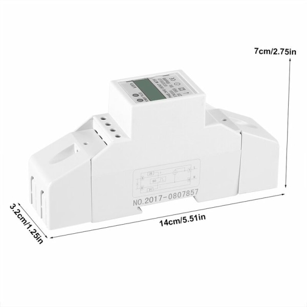 Enfasig Digital Energimåler LCD-skjerm 7+1 Siffer Skjerm, Din-skinne Elektronisk KWh-måler, 10 (40) A (220V 10 (40) A)