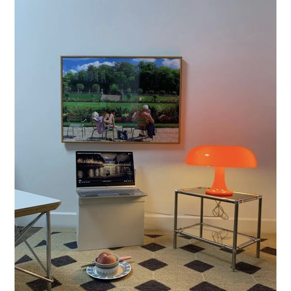 Svampebordlampe Polycarbonat Bordlampe, 4 Gratis LED-lyskilder, Orange, AAFGVC