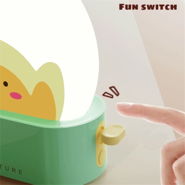 Natlampe, sød Kawaii-dekoration til soveværelsesseng, genopladelig LED-toastbrød med timer og justerbar lysstyrke