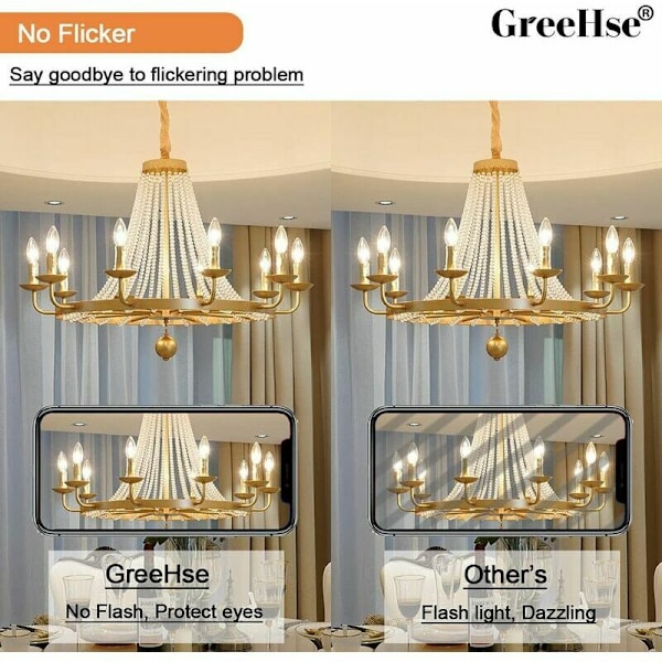 E14 4W LED-lampor, GreeHse E14 LED-glödtrådslampa Varmvit 2700K, 420Lm motsvarande 40W glödlampa, liten skruvsockel icke-dimmbar 6-pack