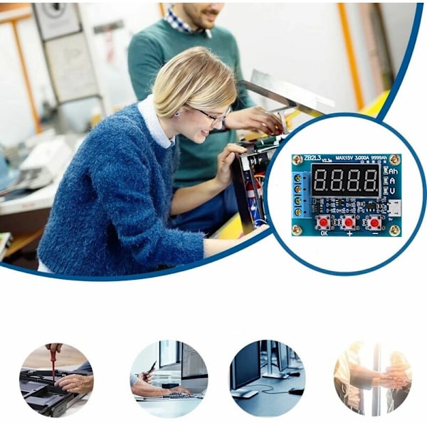 ZB2L3 18650 Batteritest Extern Lastutladdningstyp 1,2-12V 18650 Batteri Jämför Kapacitetstest Utladdningsmätare
