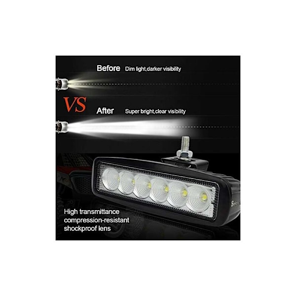D18W-FL 7\" 18W LED Arbetsljusramp Långräckvidd LED-spotlight för terrängfordon/båt/lastbil/bil Cree 6-LED Flood Light Arbetsljus LED-strålkastare