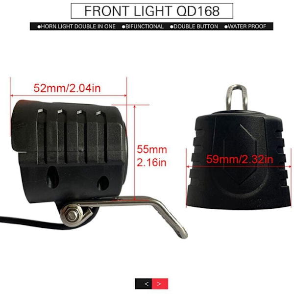 Ebike Switch DK240 med QD168 Frontlygte DR001 Baglygte Advarsel Blinklys Ebike Tilbehør