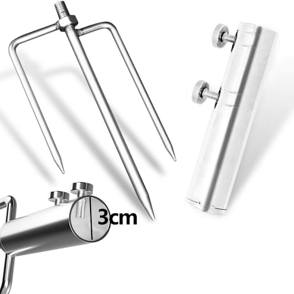 Parasollstativ med jordanker, avtakbar parasollholder for fiske, hage, strand (sølv)