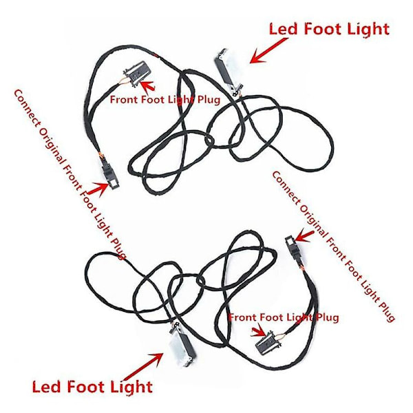 LED-fotljus för bilinteriör, fotlampa med kabelhärva för B7 B8 CC Golf 7 Mk7 7.5 Mk2 5gg947409