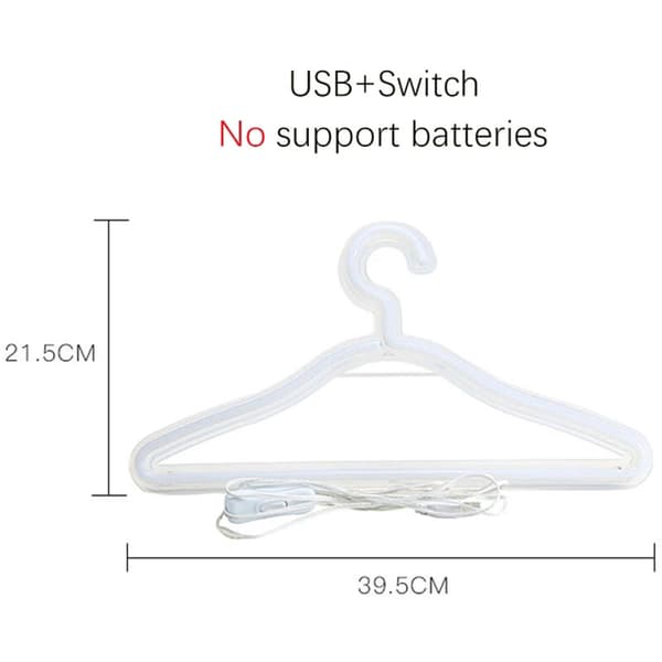 LED-ljusklädställ USB-driven galge nattlampa för sovrum bröllopskläder konstväggdekor-ljus