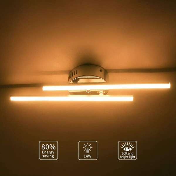 LED-kattovalaisin, 14 W kattokruunulamppu Moderni rinnakkaisnauhainen kattovalaisin 2-osaisella rinnakkaisnauhavalolla olohuoneeseen, makuuhuoneeseen ja ruokailuun