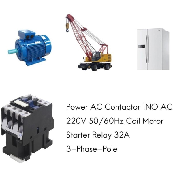 Kraftkontaktor Spolmotor Startrelä 1NO AC 220V 50/60Hz 32A Trefas