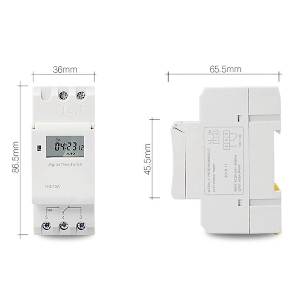 2X Timerstyret Relækontakt Industrielt Digitalt Ugentligt Programmerbart 7 Dage AC 220V 16A DIN Skinne