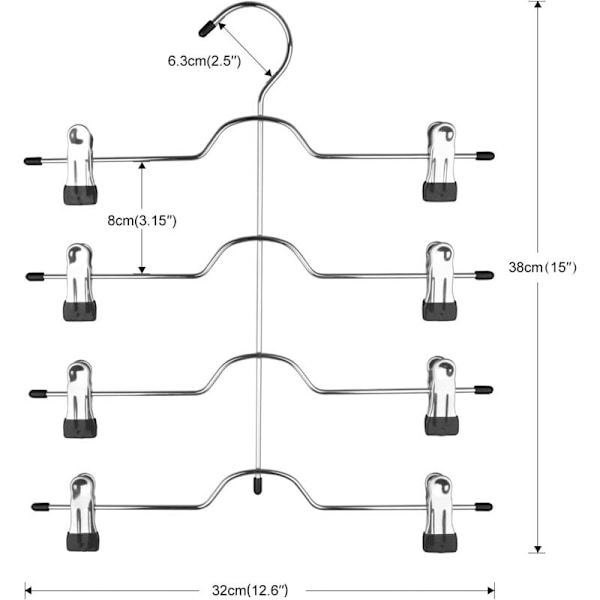 Skørtebøjler 4-lags Buksbøjler Pladsbesparende Bøjler Skab Organizer til Skørter, Bukser