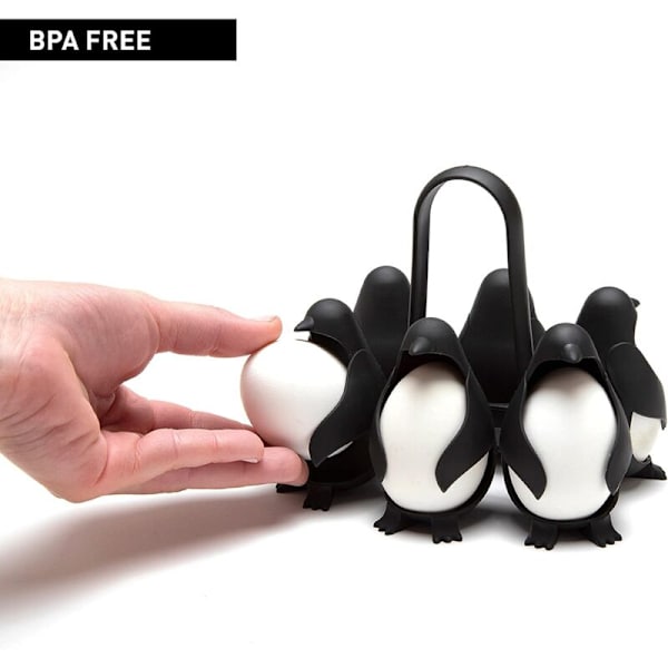 Egguins 3 i 1 Egg Holder til Matlaging, Oppbevaring og Servering, Pingvinformet Hardkokt Eggkoker for å Lage Myke eller Hardkokte Egg, Rommer 6 Egg