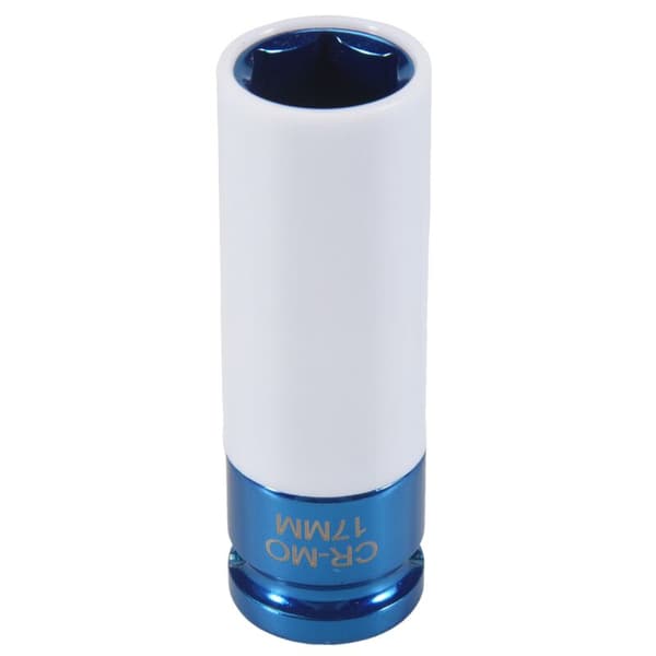 Alloy Wheel 1/2\" Drive 17mm Deep Wall Mounted Nut Pipe Blue