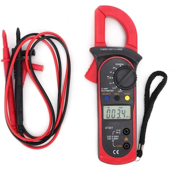 ST201 Automatisk Digital Tångmätare DC/AC Tångmultimeter Spänning Motstånd Diodtestare (Röd)