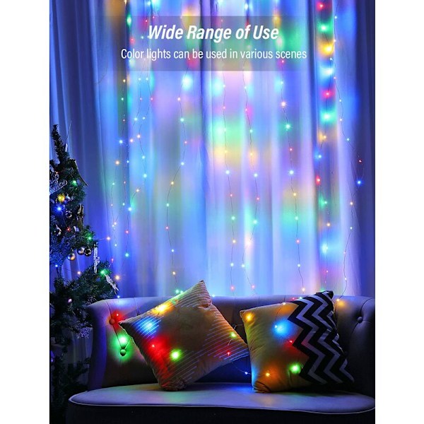 LED Gardinlys 10 meter 100 LED'er, USB Vandafvisende 8 Tilstande Varmt Hvidt Lys til Fest Bryllup Fødselsdag Dekoration Have Vindue Indendørs Udendørs