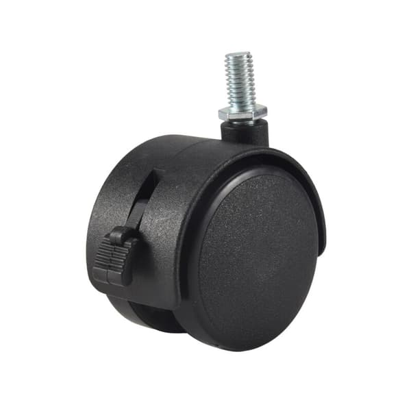 Drejelig møbelhjul, 8mm skruegevind, 5 cm hjuldiameter, sort