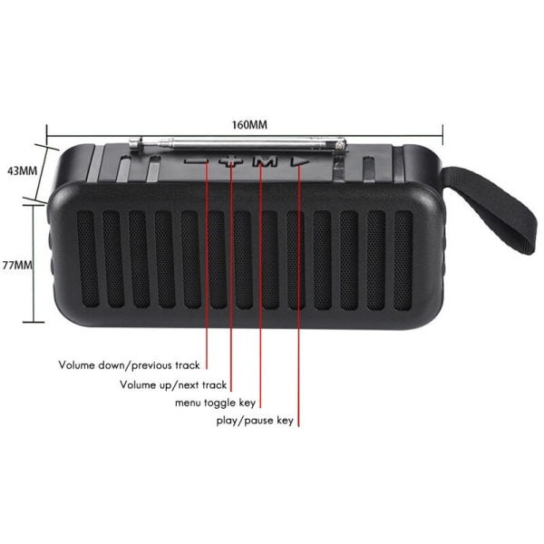 Solcelledrevet bærbar Bluetooth-højttaler udendørs lommelygte understøtter kort/U-disk/orange FM
