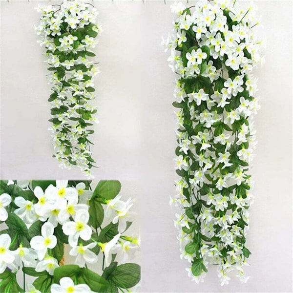 Kunstig Vinstok Hængende Realistisk Bryllupsdekoration, Romantisk Kunstig Plante Dekorativ Blomst Vindue Ornament Vægge Falsk Blad Simulering Hvid 2P