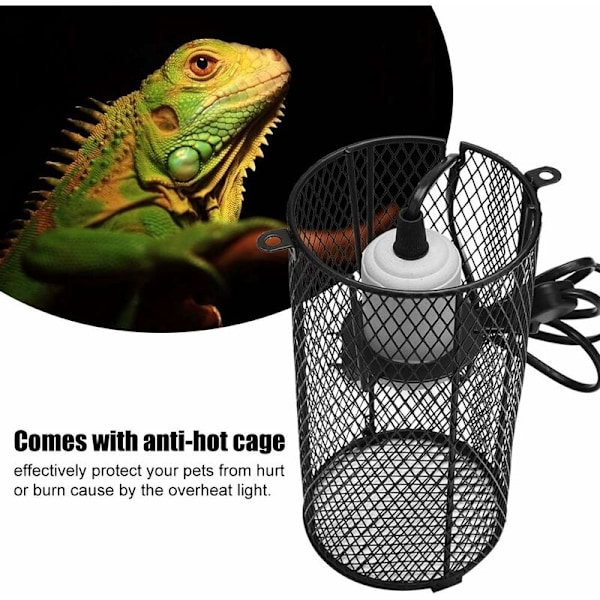 Reptil Keramisk Lampe, Opvarmet Lampeholder Lampeklokke med Afbryder til Dyr Padder Snake Lizard Skildpadde (EU)